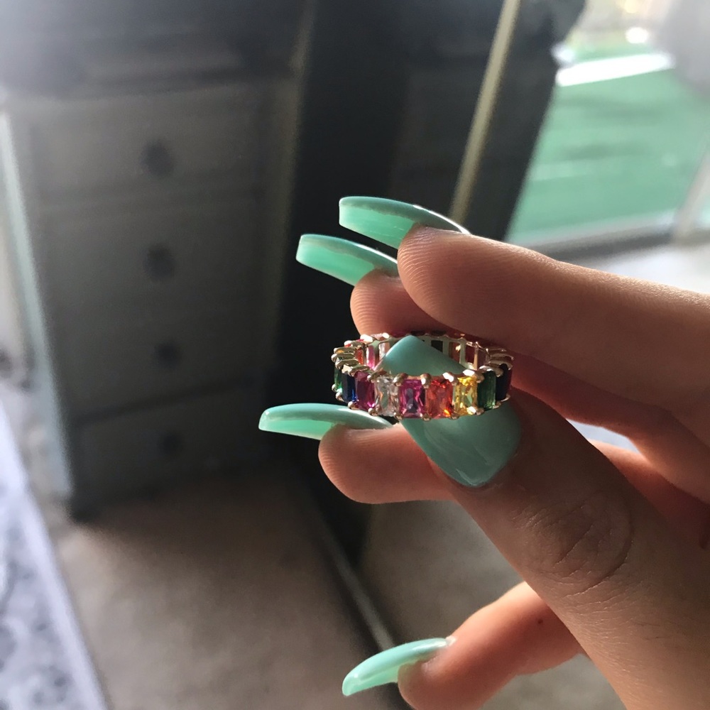 vintage rainbow crystal ring